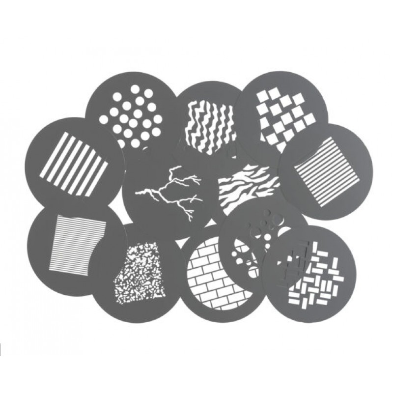 Broncolor gobo set, 12 pieces  for optical snoots for Pulso Spot 4