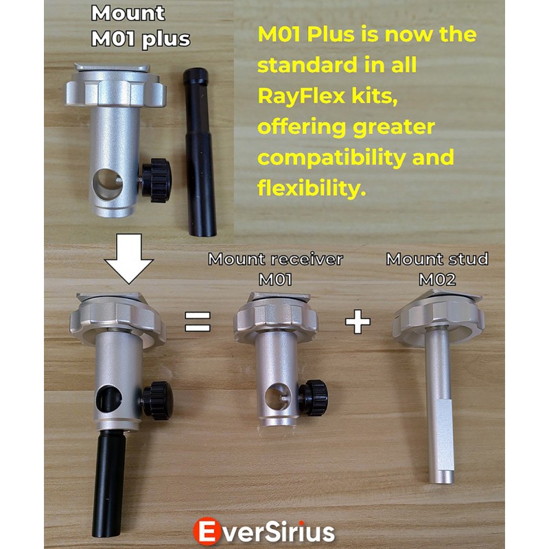 Eversirius Sliding lock mount receiver, with Baby 5/8" Receiver and one extra Baby 5/8" stud M01 Plus
