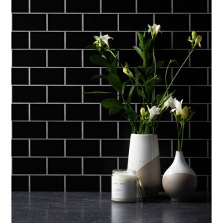 V-Flat White Subway Tile/Ebony Subway Tile - XL V-Flat White Subway Tile/Ebony Subway Tile - XL