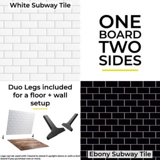 V-Flat White Subway Tile/Ebony Subway Tile